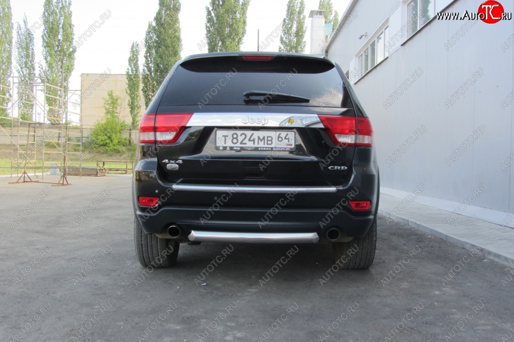 5 999 р. Защита заднего бампера из трубы d76 Slitkoff (короткая)  Jeep Grand Cherokee  WK2 (2010-2013) дорестайлинг (Цвет: серебристый)  с доставкой в г. Краснодар