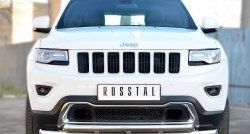 Защита переднего бампера (2 трубыØ76 и 63 мм, нержавейка) SLITKOFF Jeep (Джип) Grand Cherokee (Гран)  WK2 (2013-2018) WK2 1-ый рестайлинг