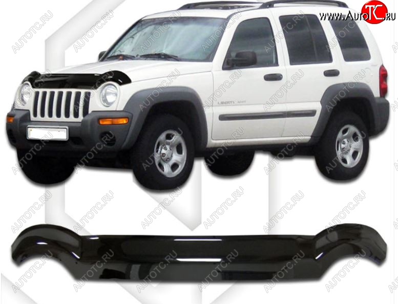 2 079 р. Дефлектор капота CA-Plastic  Jeep Liberty  KJ (2001-2007) дорестайлинг, рестайлинг (Classic черный, Без надписи)  с доставкой в г. Краснодар