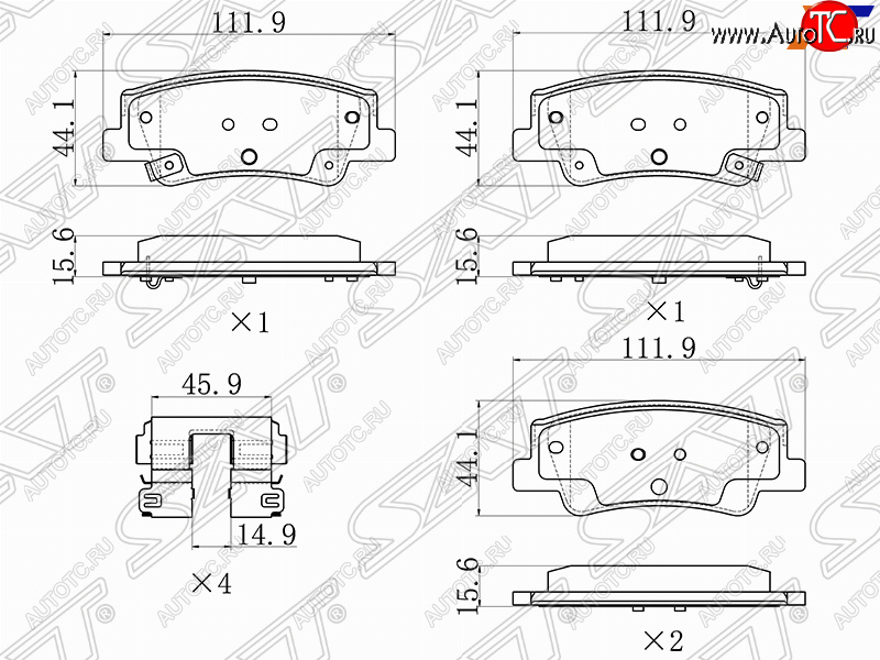 2 099 р. Задние тормозные колодки SAT Hyundai Sonata DN8 (2019-2022)  с доставкой в г. Краснодар