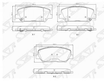 Комплект передних тормозных колодок SAT KIA (КИА) Ceed (Сид)  2 JD (2012-2016) 2 JD дорестайлинг универсал, дорестайлинг, хэтчбэк