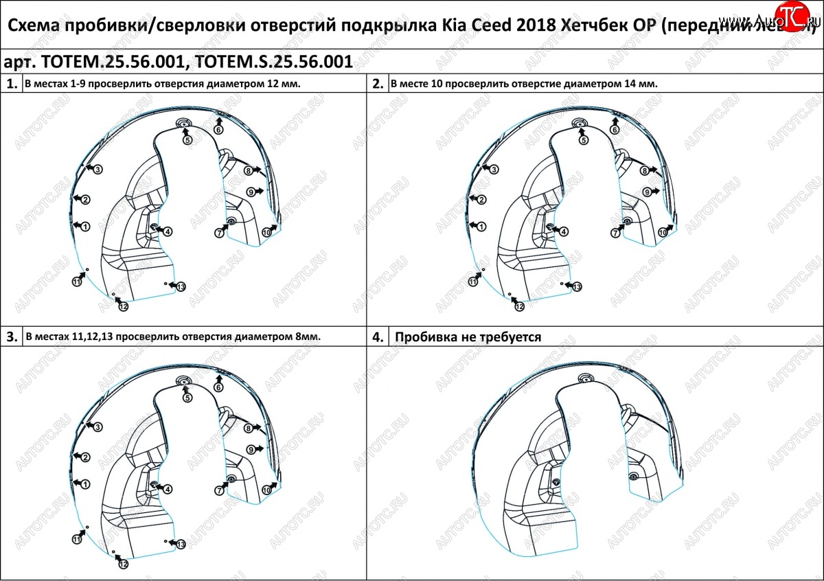 4 599 р. Правый подкрылок передний TOTEM (с шумоизоляцией) KIA Ceed 3 CD универсал (2018-2024)  с доставкой в г. Краснодар