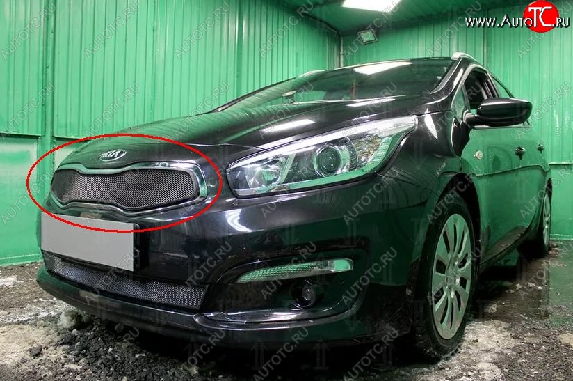 1 469 р. Сетка в решетку радиатора Russtal  KIA Ceed  1 ED (2010-2012) рестайлинг, хэтчбэк 5 дв. (черная)  с доставкой в г. Краснодар