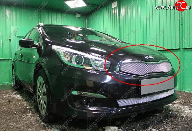 1 539 р. Сетка в решетку радиатора Russtal  KIA Ceed  1 ED (2010-2012) рестайлинг, хэтчбэк 5 дв. (хром)  с доставкой в г. Краснодар