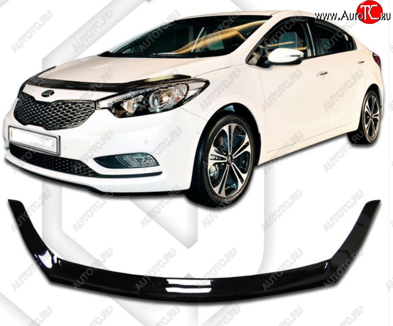 2 159 р. Дефлектор капота CA-Plastiс  KIA Cerato Koup  1 TD (2008-2013) купе (Classic черный, Без надписи)  с доставкой в г. Краснодар