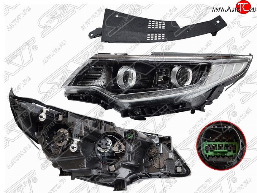 18 299 р. Левая передняя фара SAT KIA Optima 4 JF дорестайлинг универсал (2015-2018) (Галоген, LED, комплектация GT)  с доставкой в г. Краснодар