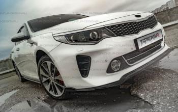 8 499 р. Юбка переднего бампера (только GT-Line бампер) TopKontur Design KIA Optima 4 JF дорестайлинг универсал (2015-2018) (Неокрашенная)  с доставкой в г. Краснодар. Увеличить фотографию 2