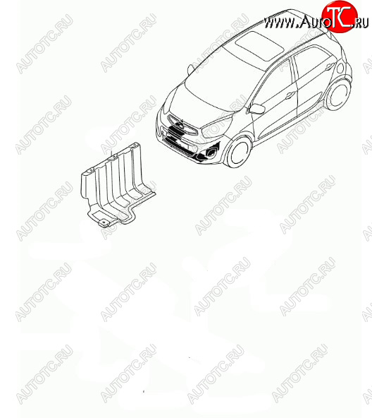 1 849 р. Правый защита двигателя (пыльник) HYUNDAI/KIA/MOBIS KIA Picanto 2 TA хэтчбэк 5 дв. дорестайлинг (2011-2015)  с доставкой в г. Краснодар