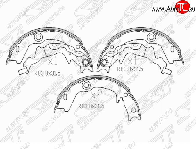 1 539 р. Колодки ручного тормоза SAT KIA Rio 2 JB дорестайлинг седан (2005-2009)  с доставкой в г. Краснодар