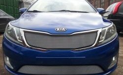 1 539 р. Нижняя сетка на бампер Russtal (хром) KIA Rio 3 QB дорестайлинг седан (2011-2015)  с доставкой в г. Краснодар. Увеличить фотографию 2