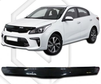 2 099 р. Дефлектор капота CA-Plastiс KIA Rio 4 FB дорестайлинг седан (2016-2020) (Classic черный, Без надписи)  с доставкой в г. Краснодар. Увеличить фотографию 1