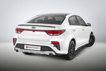 17 999 р. Задний бампер Kudos  KIA Rio  4 FB (2016-2020) дорестайлинг седан (Под парктроник и раздвоенный глушитель, Неокрашенный)  с доставкой в г. Краснодар. Увеличить фотографию 2