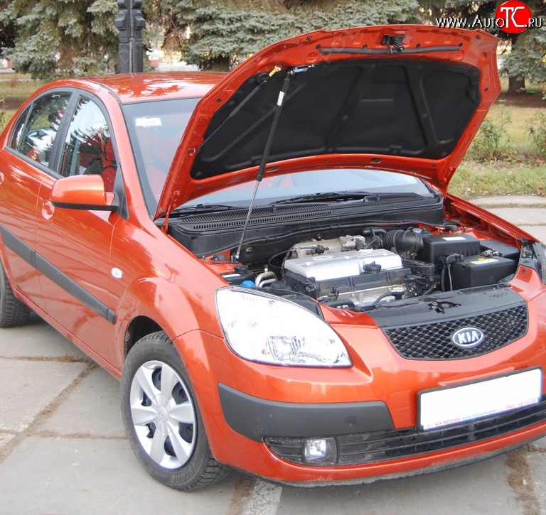 2 969 р. Упор капота Sport KIA Rio 2 JB дорестайлинг, хэтчбэк 5 дв. (2005-2009)  с доставкой в г. Краснодар