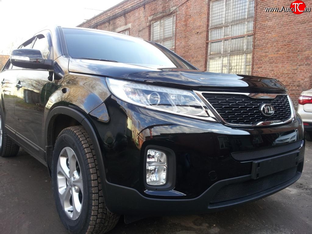 1 469 р. Нижняя сетка на бампер Russtal (черная)  KIA Sorento  XM (2012-2015) рестайлинг  с доставкой в г. Краснодар