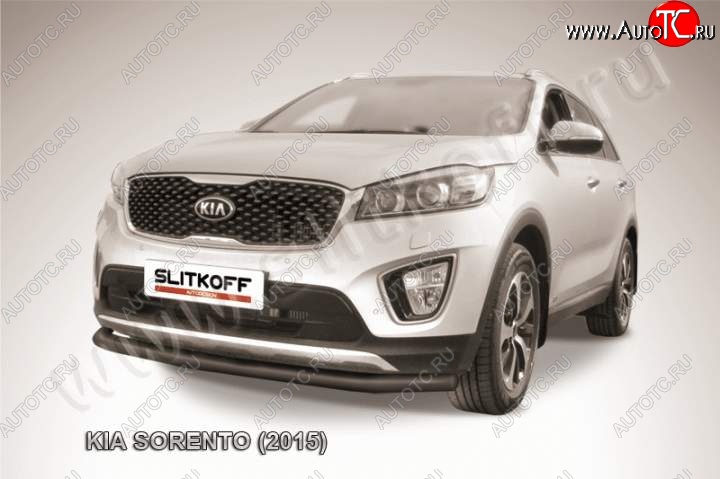 9 999 р. Защита переднего бампера из трубы d57 Slitkoff KIA Sorento UM/Prime дорестайлинг (2014-2018) (Цвет: серебристый)  с доставкой в г. Краснодар