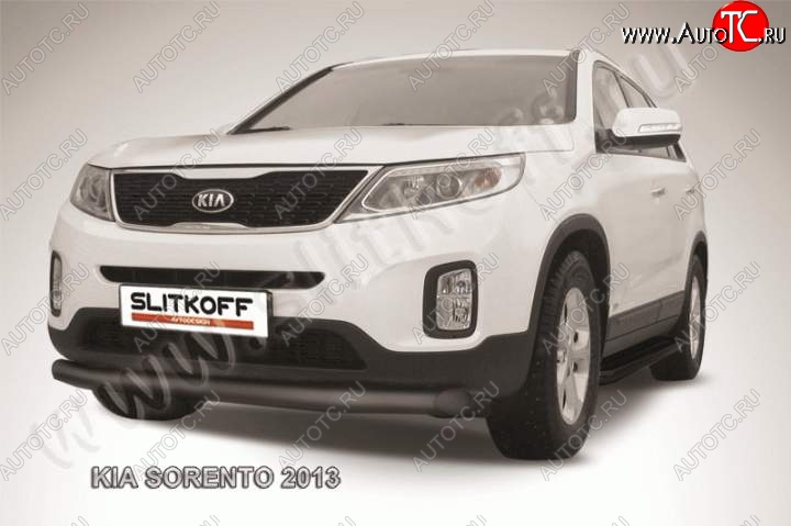 11 799 р. Защита переднего бампера из трубы d76 Slitkoff  KIA Sorento  XM (2012-2015) рестайлинг (Цвет: серебристый)  с доставкой в г. Краснодар