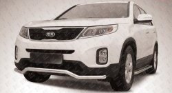 Фигурная защита переднего бампера диаметром 57 мм Slitkoff KIA (КИА) Sorento (Соренто)  XM (2012-2015) XM рестайлинг