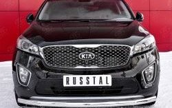 Одинарная защита переднего бампера диаметром 63 мм SLITKOFF KIA Sorento UM/Prime дорестайлинг (2014-2018)