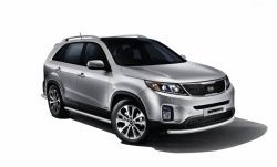 Защита порогов из круглой трубы диаметром 63 мм Petroil Tuning KIA Sorento XM рестайлинг (2012-2015) ()