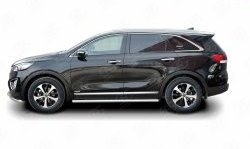 17 299 р. Защита порогов из круглой трубы диаметром 63 мм Russtal KIA Sorento UM/Prime дорестайлинг (2014-2018) (Защита порогов с со скосами на торцах (вариант 1))  с доставкой в г. Краснодар. Увеличить фотографию 3