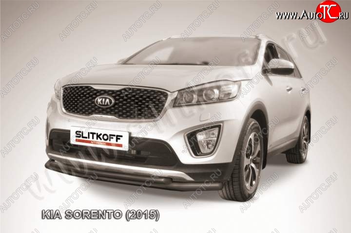 10 499 р. Защита переднего бампера из труб d57+d42 Slitkoff KIA Sorento UM/Prime дорестайлинг (2014-2018) (Цвет: серебристый)  с доставкой в г. Краснодар