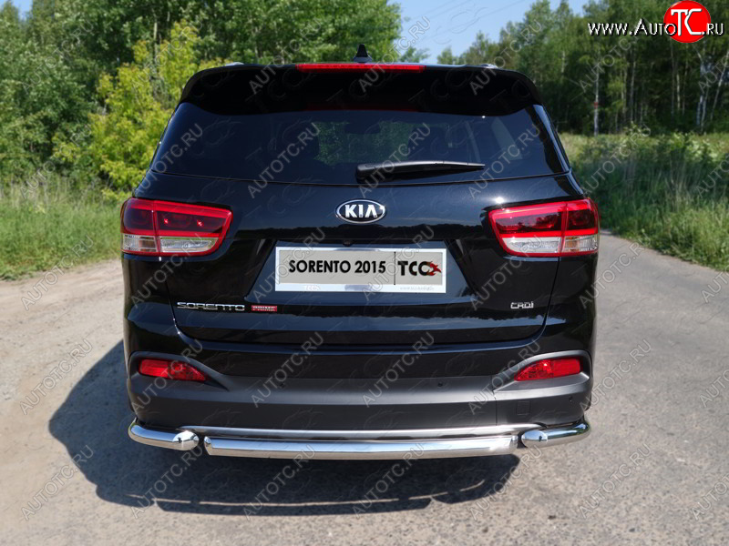 12 299 р. Защита заднего бампера (короткая) ТСС (нержавейка d 60,3 мм) KIA Sorento UM/Prime дорестайлинг (2014-2018)  с доставкой в г. Краснодар