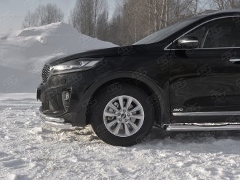 21 949 р. Защита переднего бампера (Ø 63/42 мм с углами, нержавейка) SLITKOFF  KIA Sorento  UM/Prime (2018-2020) рестайлинг  с доставкой в г. Краснодар. Увеличить фотографию 3