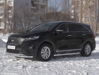 20 899 р. Защита переднего бампера (2 трубы Ø63 и 42 мм, нержавейка) SLITKOFF KIA Sorento UM/Prime рестайлинг (2018-2020)  с доставкой в г. Краснодар. Увеличить фотографию 2