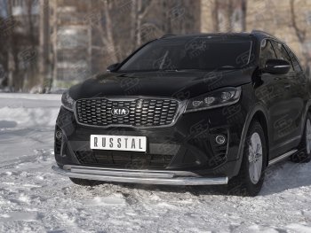 20 899 р. Защита переднего бампера (2 трубы Ø63 и 42 мм, нержавейка) SLITKOFF KIA Sorento UM/Prime рестайлинг (2018-2020)  с доставкой в г. Краснодар. Увеличить фотографию 4