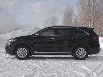 21 749 р. Защита порогов (Ø75x42 мм с проступью, нержавейка) Russtal KIA Sorento UM/Prime рестайлинг (2018-2020)  с доставкой в г. Краснодар. Увеличить фотографию 2