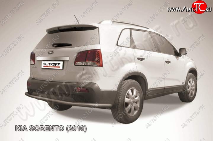 11 999 р. Защита заднего бампера из трубы d57 Slitkoff (длинная) KIA Sorento XM дорестайлинг (2009-2012) (Цвет: серебристый)  с доставкой в г. Краснодар