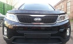 Нижняя сетка на бампер Russtal (черная) KIA Sorento XM рестайлинг (2012-2015)