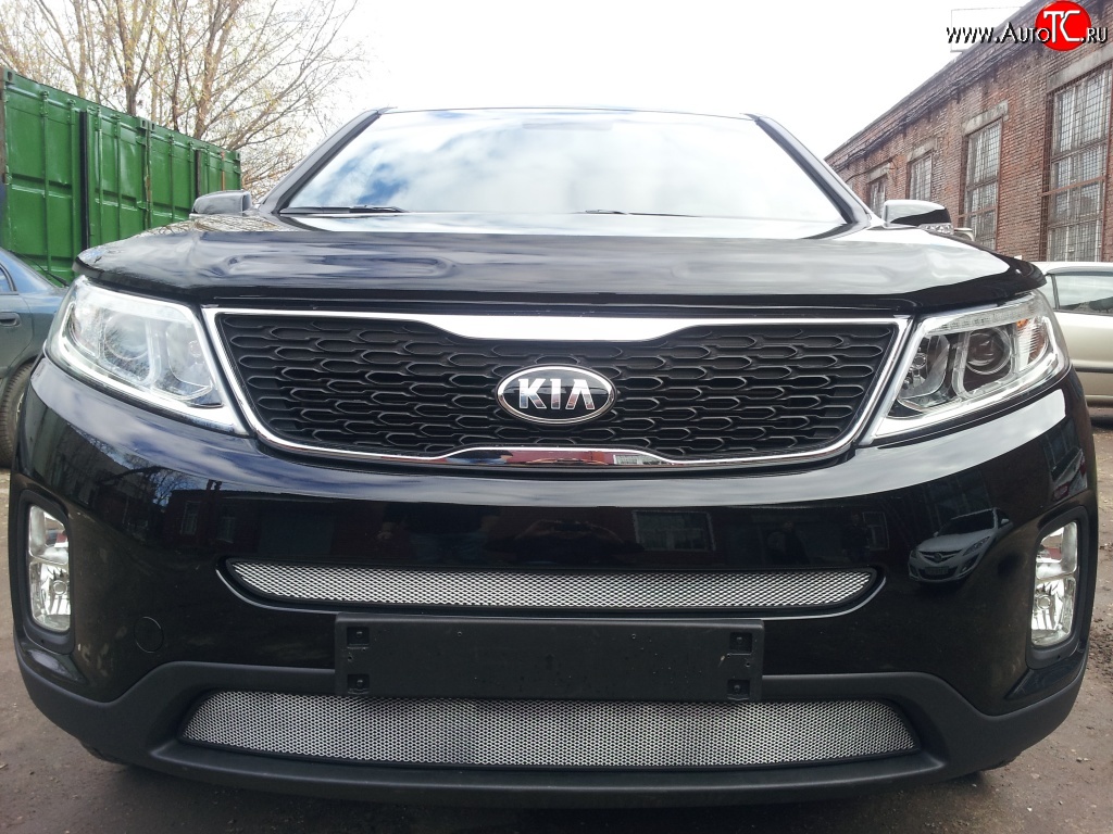 1 539 р. Нижняя сетка на бампер Russtal (хром)  KIA Sorento  XM (2012-2015) рестайлинг  с доставкой в г. Краснодар