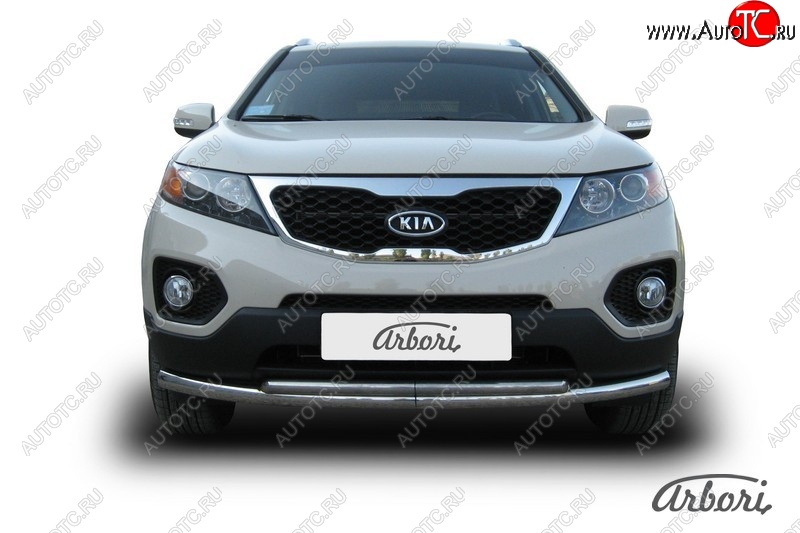 17 099 р. Защита переднего бампера Arbori (нержавейка, 2 трубы d57 и 42 mm) KIA Sorento XM дорестайлинг (2009-2012)  с доставкой в г. Краснодар