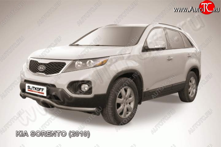 10 849 р. Защита переднего бампера из трубы d57 Slitkoff (волна) KIA Sorento XM дорестайлинг (2009-2012) (Цвет: серебристый)  с доставкой в г. Краснодар