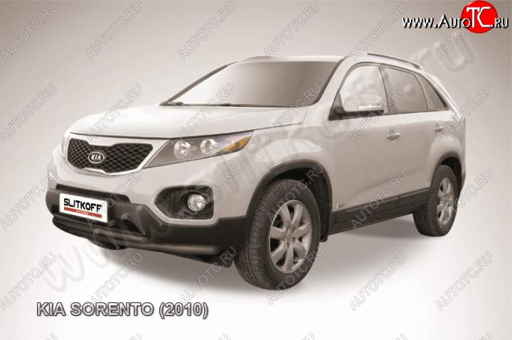 10 299 р. Защита переднего бампера из труб d57+d42 Slitkoff (двойная) KIA Sorento XM дорестайлинг (2009-2012) (Цвет: серебристый)  с доставкой в г. Краснодар