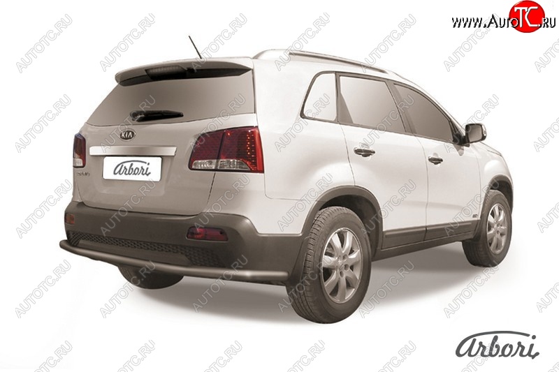 8 099 р. Защита заднего бампера Arbori (длинная, черная, 1 труба d57 mm). KIA Sorento XM дорестайлинг (2009-2012)  с доставкой в г. Краснодар