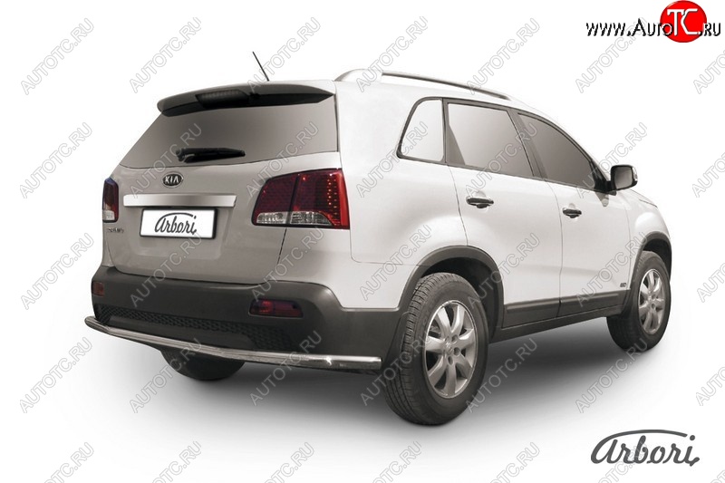 15 299 р. Защита заднего бампера Arbori (длинная, нержавейка, 1 труба d57 mm). KIA Sorento XM дорестайлинг (2009-2012)  с доставкой в г. Краснодар