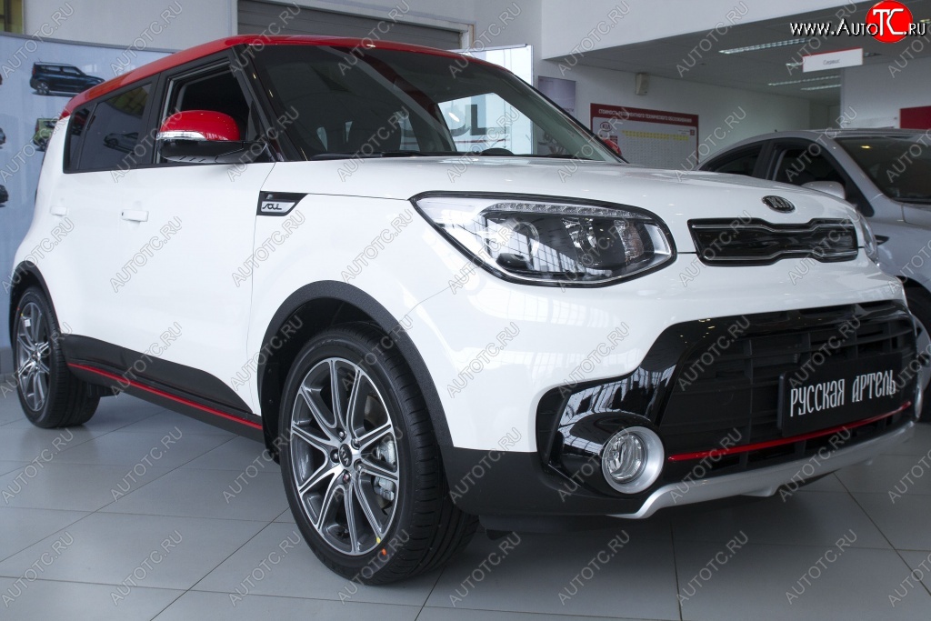 4 999 р. Накладки на колёсные арки RA (комплект 4 шт.)  KIA Soul  PS (2017-2019) рестайлинг (Поверхность шагрень)  с доставкой в г. Краснодар