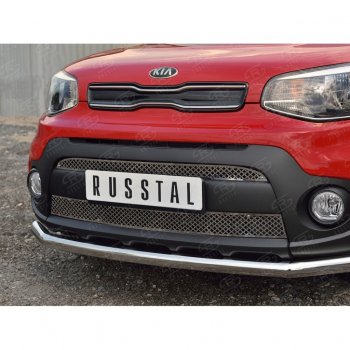 5 999 р. Решетка радиатора Russtal лист KIA Soul PS дорестайлинг (2014-2016) (Неокрашенная)  с доставкой в г. Краснодар. Увеличить фотографию 3