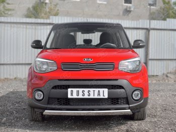 10 349 р. Защита переднего бампера (Ø75х42 мм, нержавейка) Russtal  KIA Soul  PS (2014-2016) дорестайлинг  с доставкой в г. Краснодар. Увеличить фотографию 2