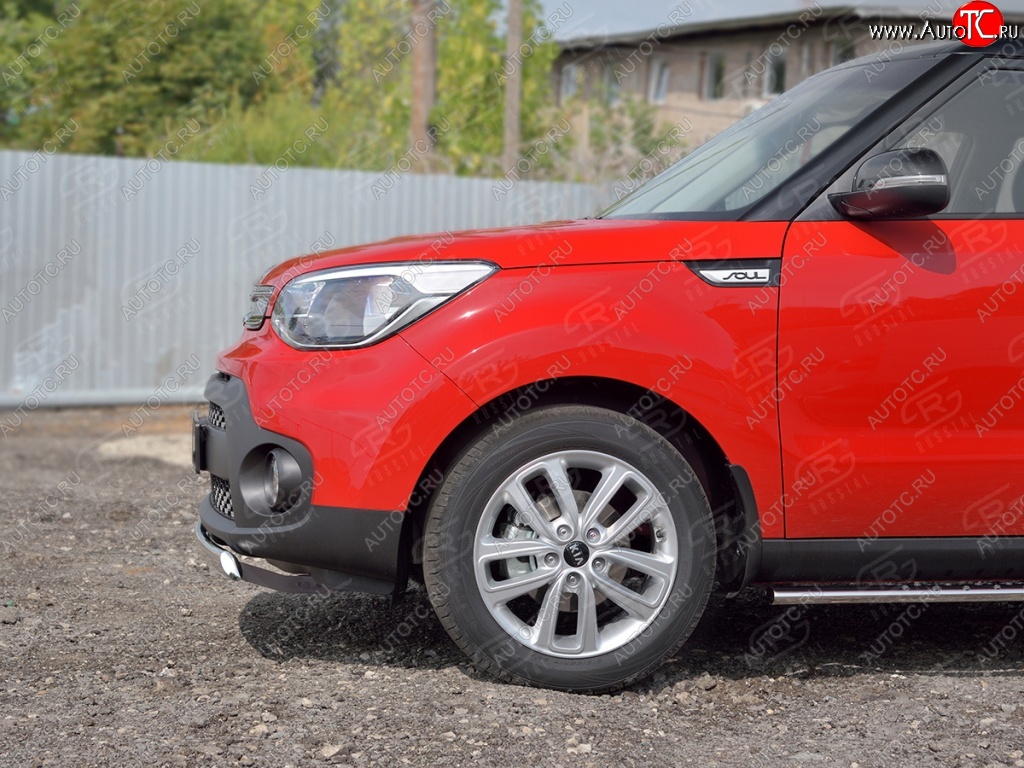 10 349 р. Защита переднего бампера (Ø75х42 мм, нержавейка) Russtal  KIA Soul  PS (2014-2016) дорестайлинг  с доставкой в г. Краснодар