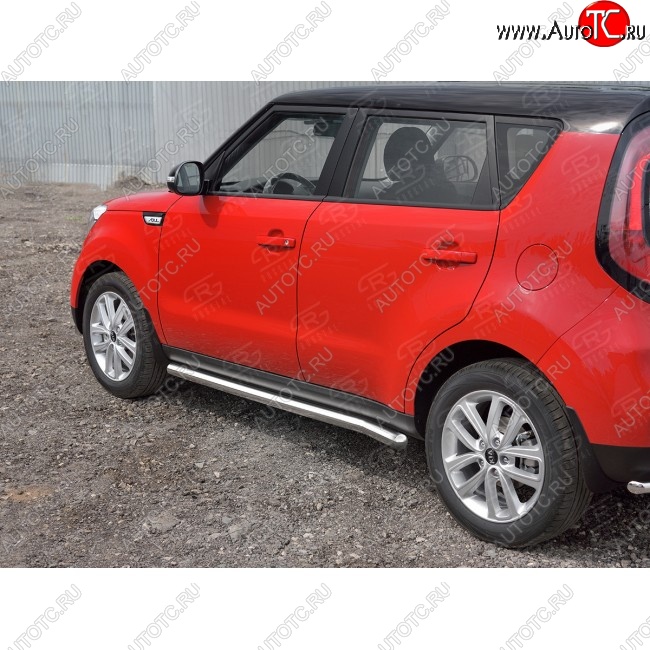 21 999 р. Защита порогов из круглой трубы диаметром 63 мм SLITKOFF v3  KIA Soul  PS (2014-2016) дорестайлинг  с доставкой в г. Краснодар