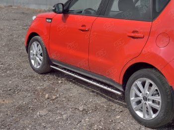 21 749 р. Защита порогов из овальной трубы d75x42 мм с проступью Russtal KIA Soul PS дорестайлинг (2014-2016)  с доставкой в г. Краснодар. Увеличить фотографию 2