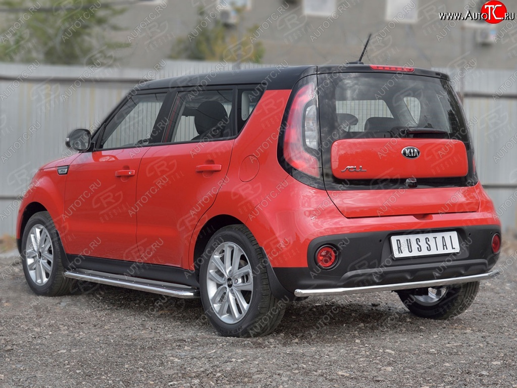 15 999 р. Одинарная защита заднего бампера диаметром 42 SLITKOFF KIA Soul PS дорестайлинг (2014-2016)  с доставкой в г. Краснодар