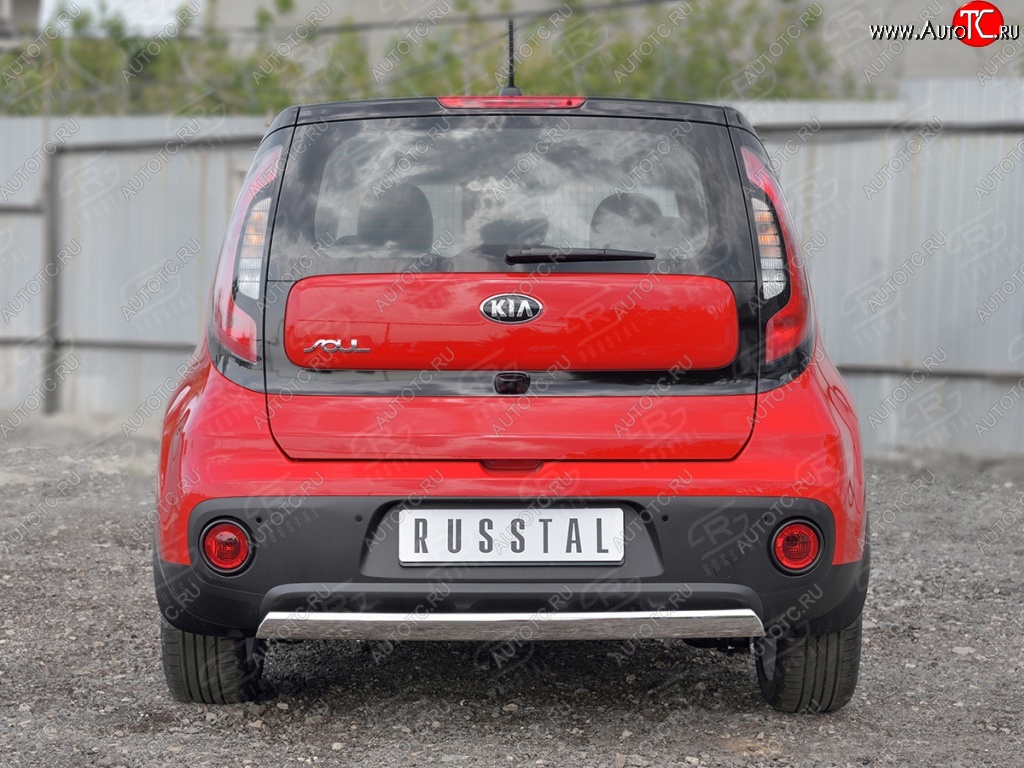 10 349 р. Защита заднего бампера (Ø75x42 мм, нержавейка) Russtal KIA Soul PS дорестайлинг (2014-2016)  с доставкой в г. Краснодар