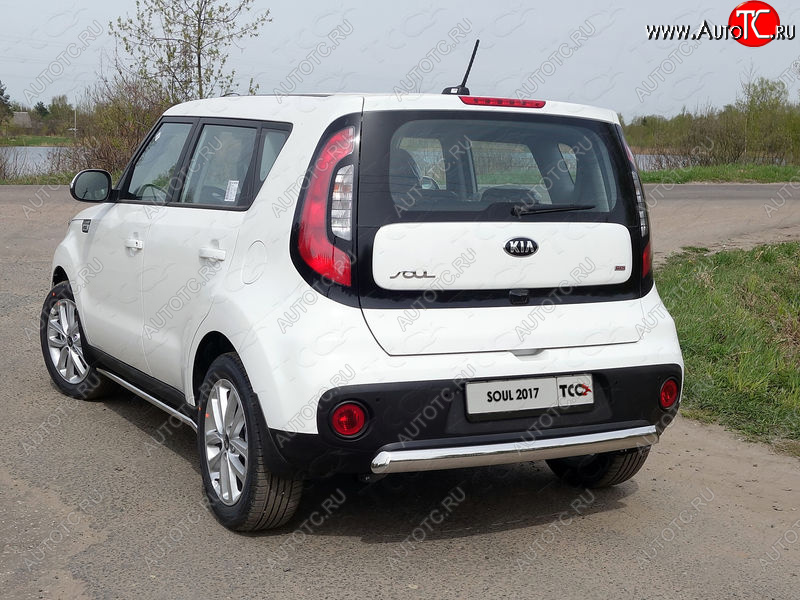 14 649 р. Защита заднего бампера (овальная) ТСС (нержавейка d75х42 мм)  KIA Soul  PS (2017-2019) рестайлинг  с доставкой в г. Краснодар