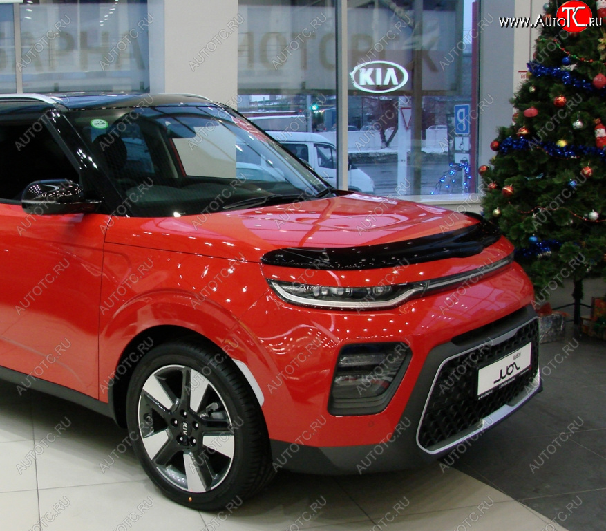 2 879 р. Дефлектор капота SIM KIA Soul SK3 (2018-2022)  с доставкой в г. Краснодар