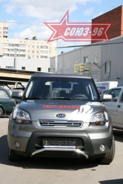 10 574 р. Защита переднего бампера Souz-96 (d42) KIA Soul AM дорестайлинг (2008-2011)  с доставкой в г. Краснодар. Увеличить фотографию 2