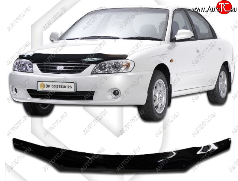 1 999 р. Дефлектор капота CA-Plastic  KIA Spectra (2000-2009) (Classic черный, Без надписи)  с доставкой в г. Краснодар